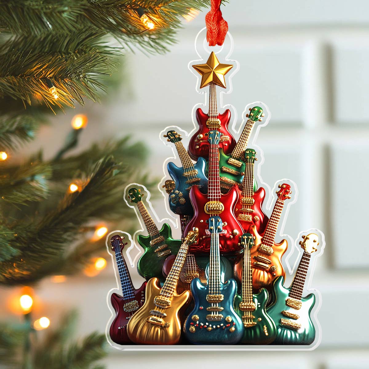 Acrylic Ornament Guitar Christmas Tree Elegant Christmas Tree Ornament