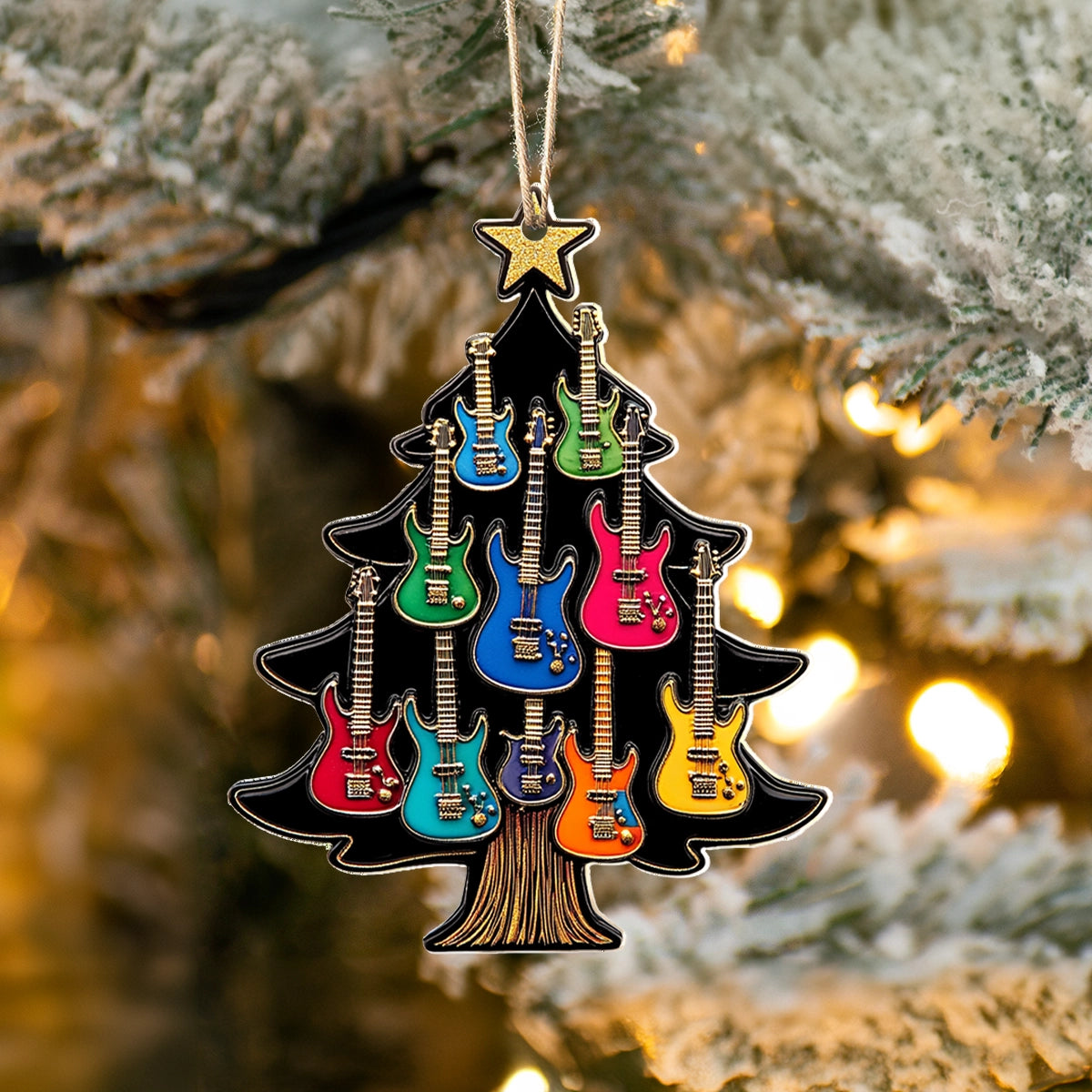 Acrylic Ornament Guitar Rockin Around The Christmas Christmas Ornament for Merch Lovers