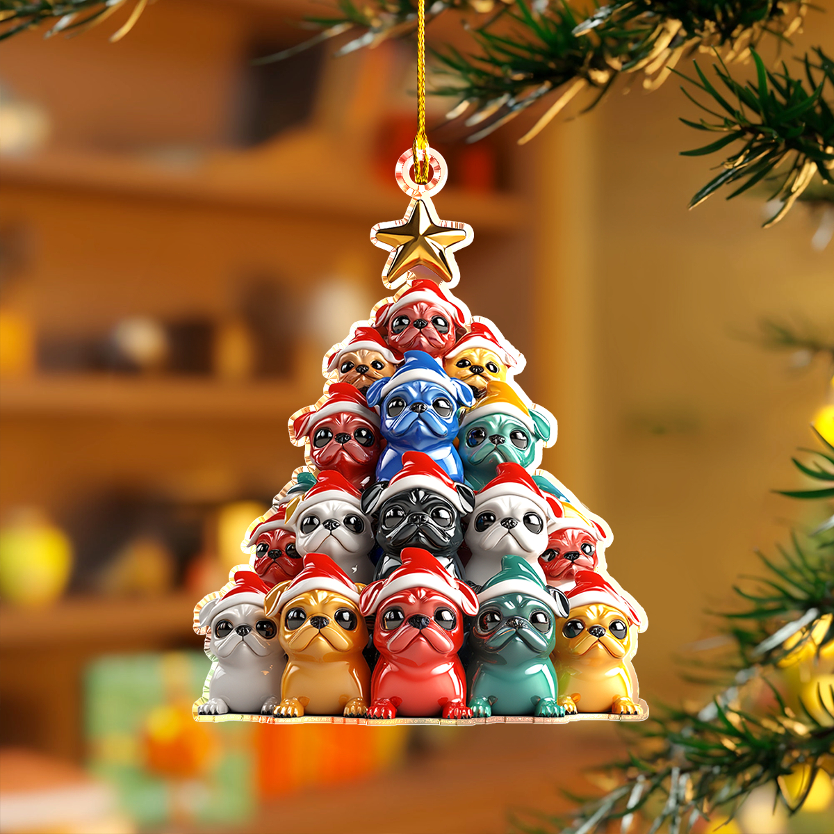 Acrylic Ornament Happy Christmas Frenchie Holiday Merch Collection