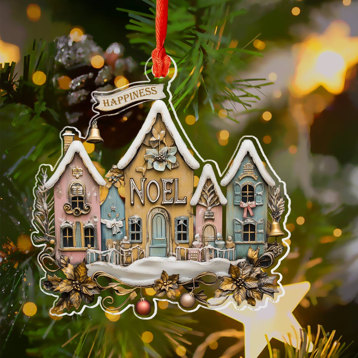 Acrylic Ornament Happy Christmas Heartwarming Family Ornament Keepsake