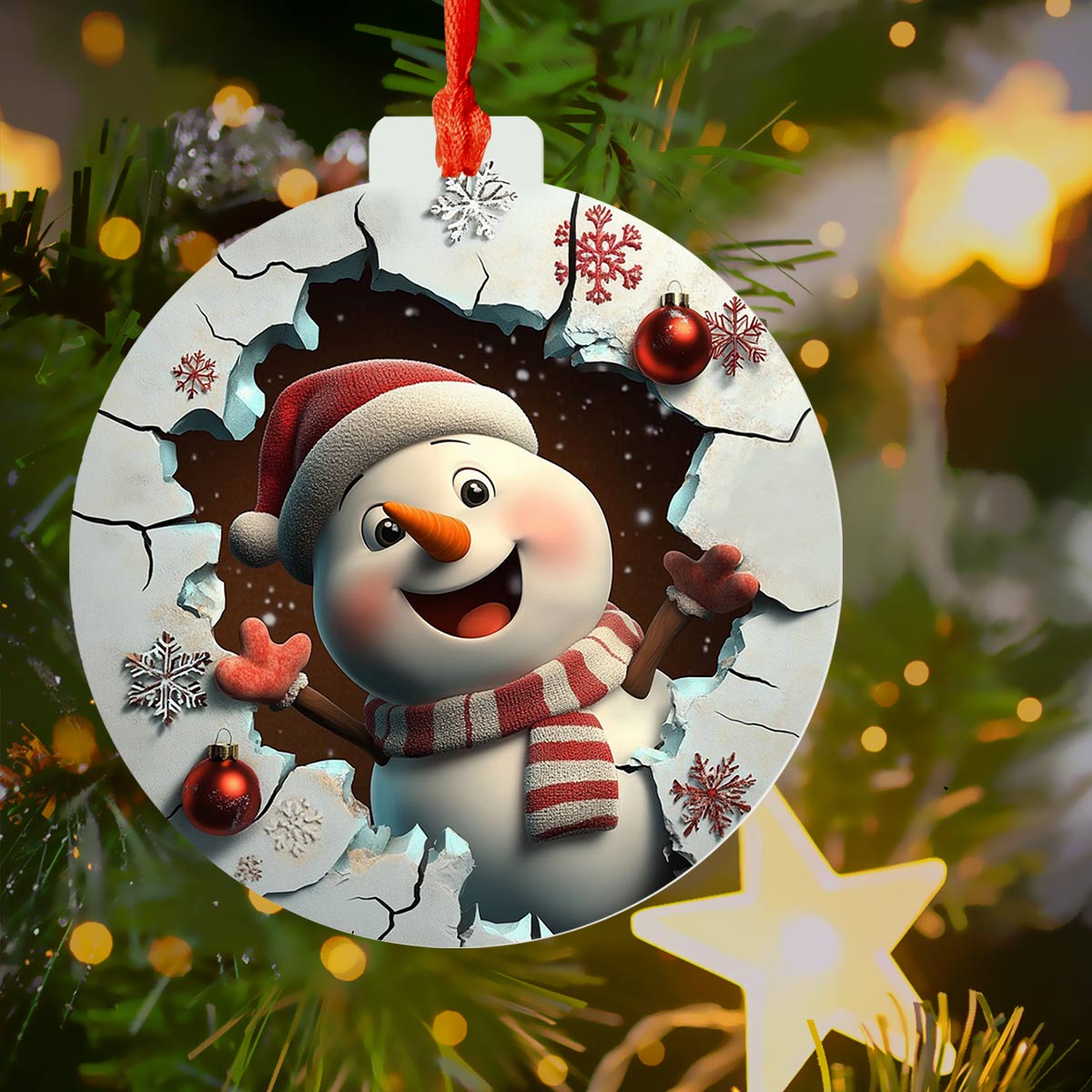 Acrylic Ornament Happy Snowman Unique Keepsake Ornament Gift