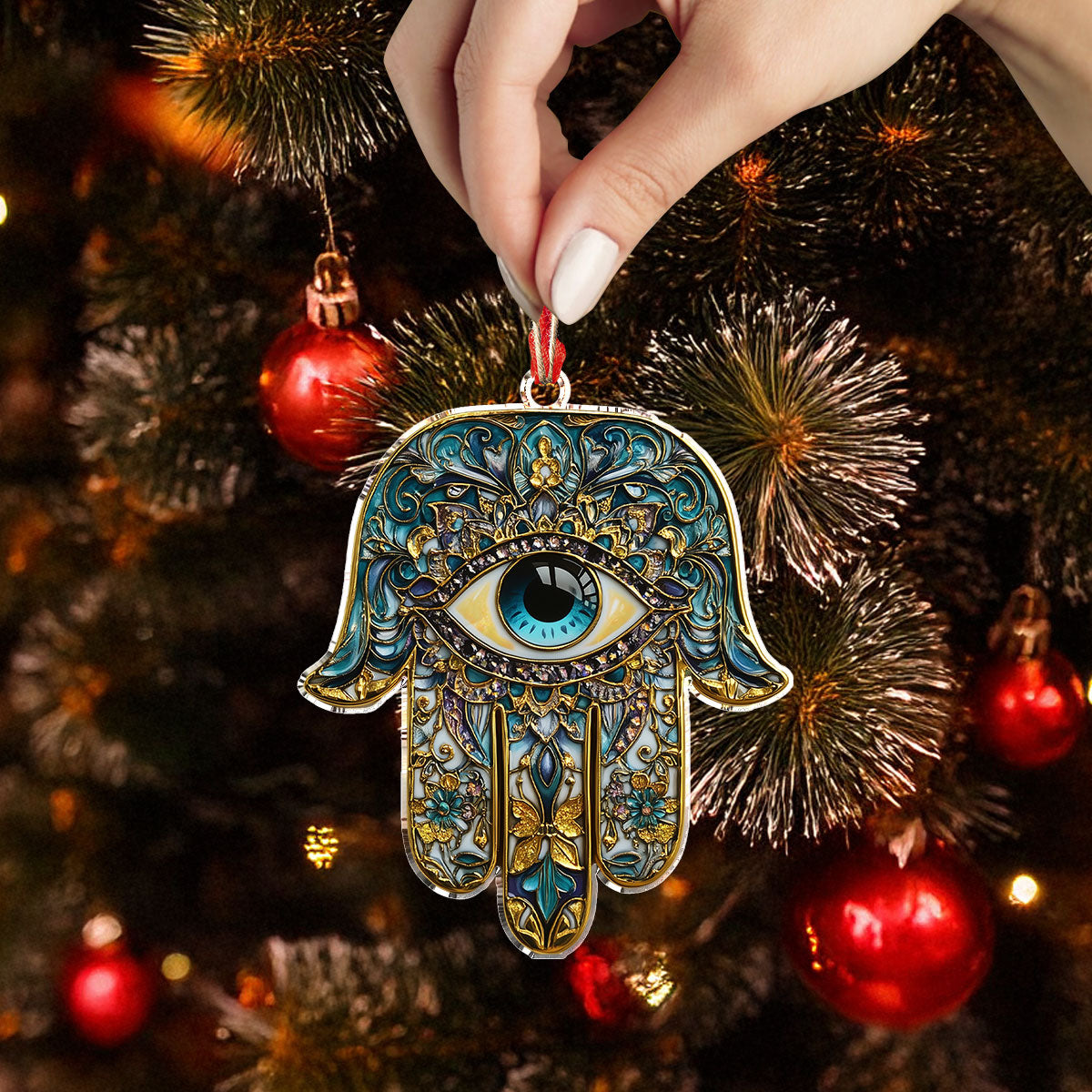 Acrylic Ornament Harmony Hamsa Stylish Holiday Ornament Design