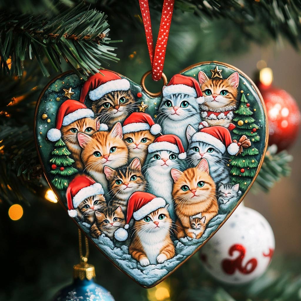 Acrylic Ornament Heart Of Cats Beautiful Ornament For Family