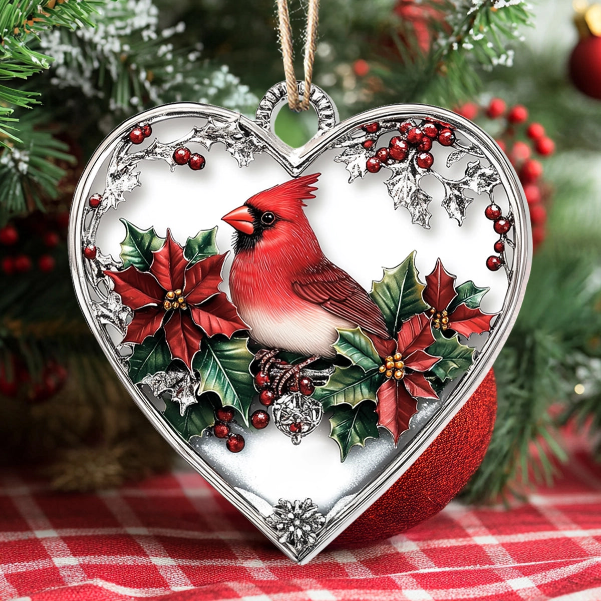 Acrylic Ornament Heartfelt Cardinal Joy Cool Merch Gift For Friends Charming Ornament For Couples