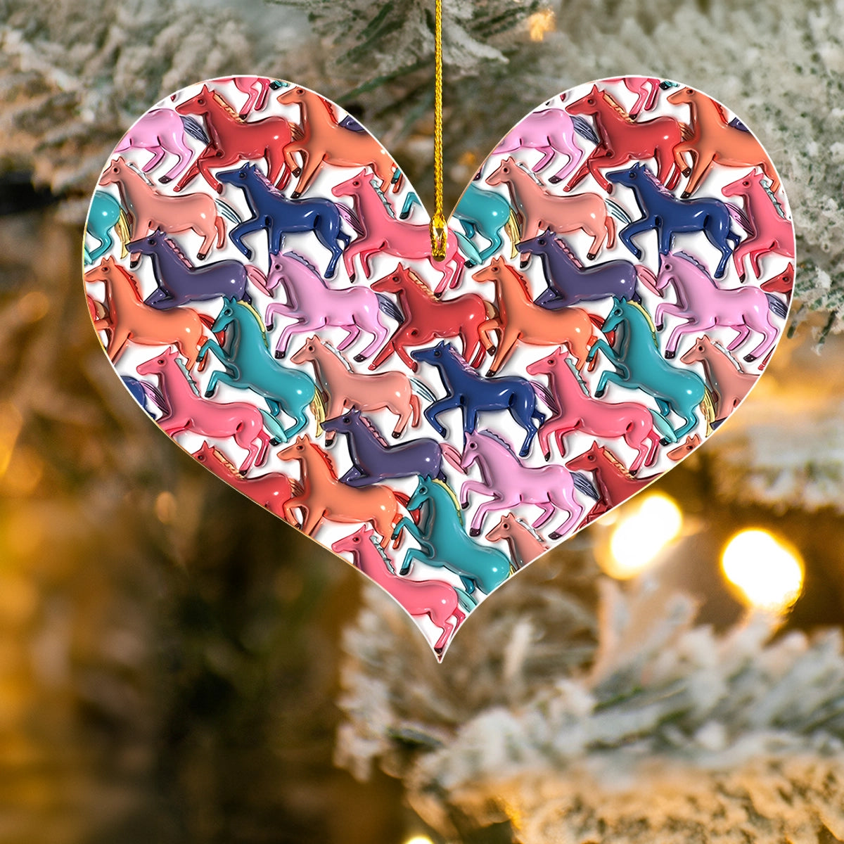 Acrylic Ornament Heartful Horse Puff Cozy Christmas Tree Decoration