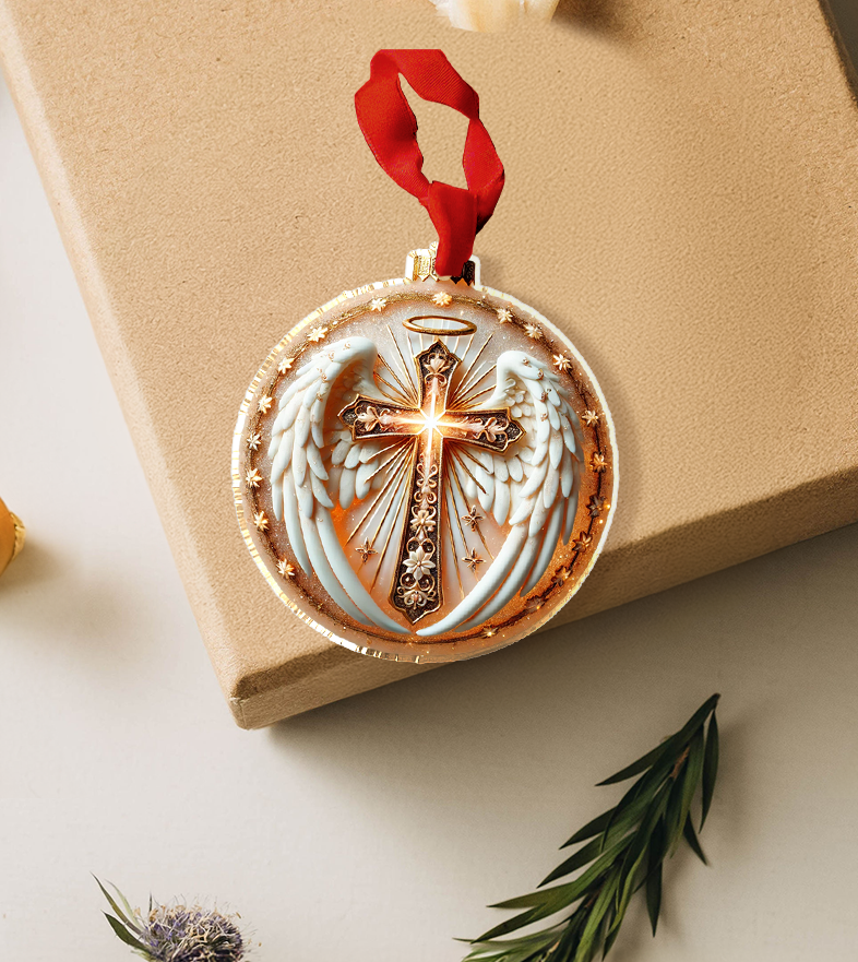 Acrylic Ornament Heavenly Cross Wings Joyful Tree Ornament Collection