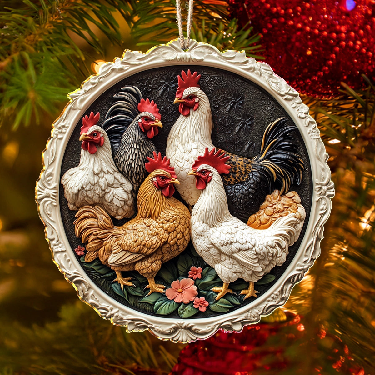 Acrylic Ornament Heritage Hen Gathering Joyful Christmas Ornament Keepsake