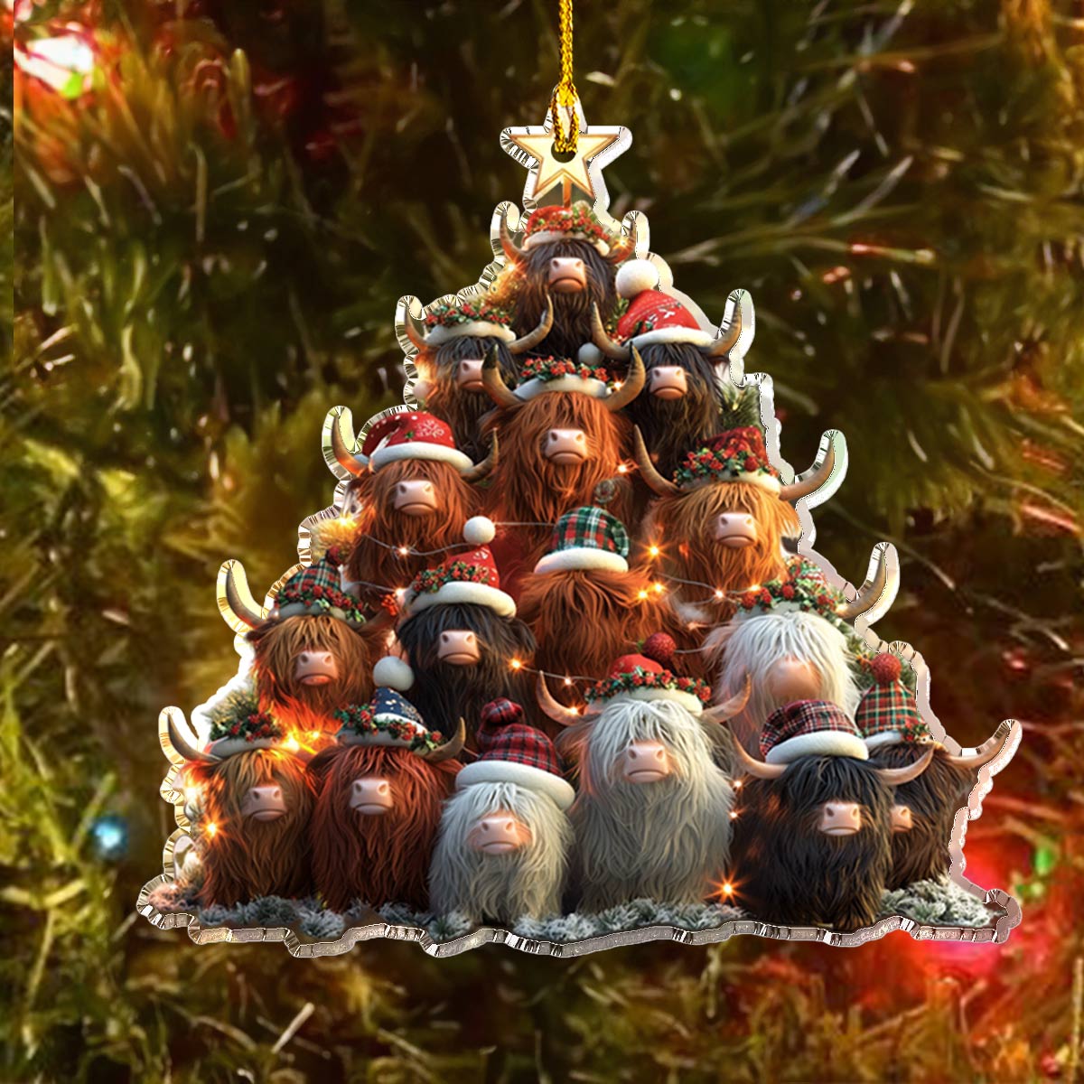 Acrylic Ornament Highland Cow Christmas Tree Lovely Thoughtful Ornament For Dad