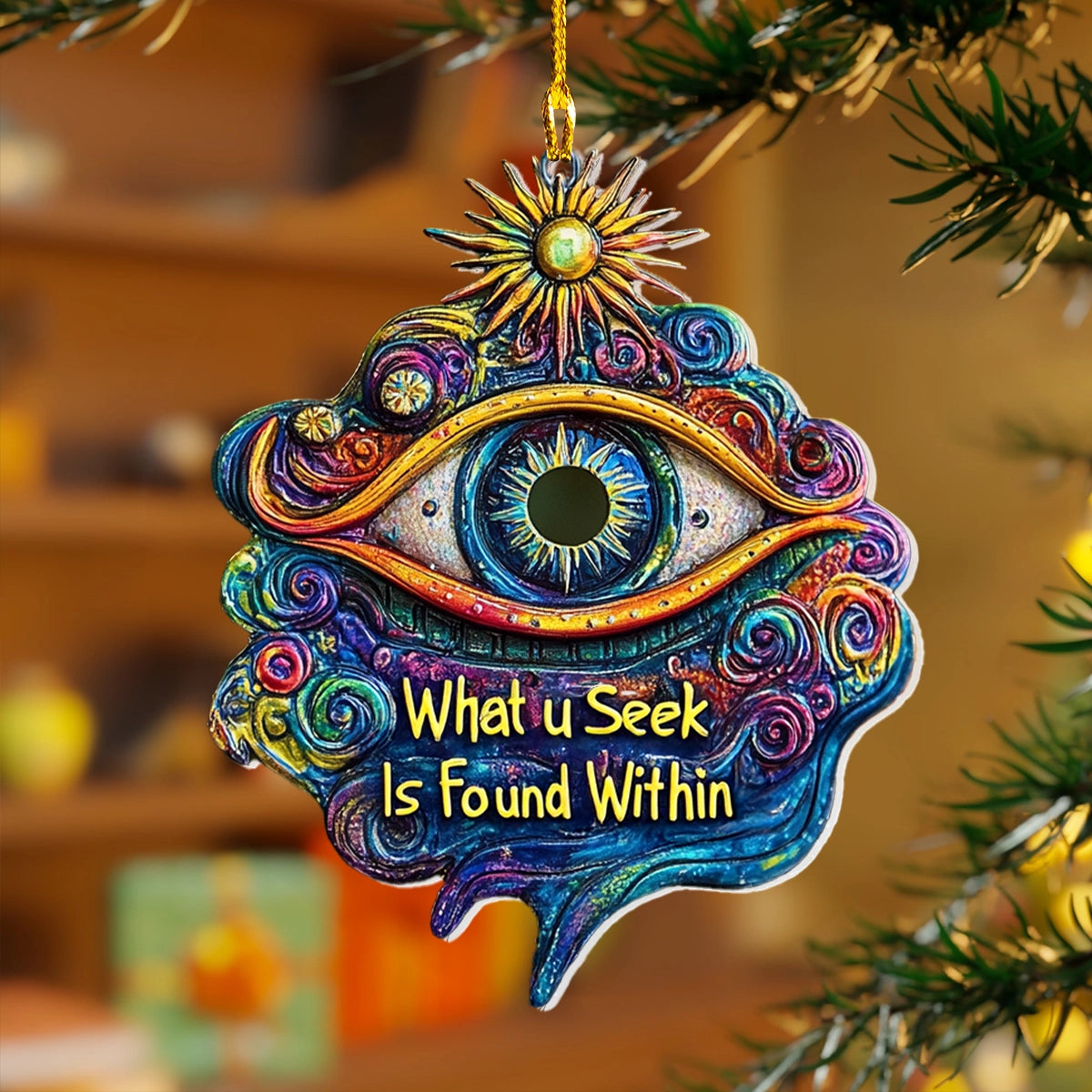 Acrylic Ornament Hippie Radiant Eye Of Peace Beautiful Christmas Ornament