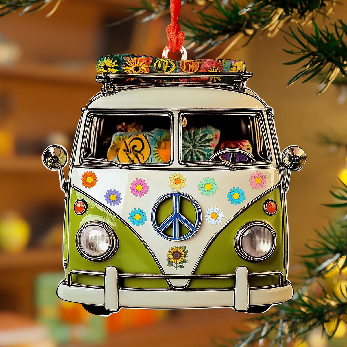 Acrylic Ornament Hippie Van Life Charming Holiday Home Decoration