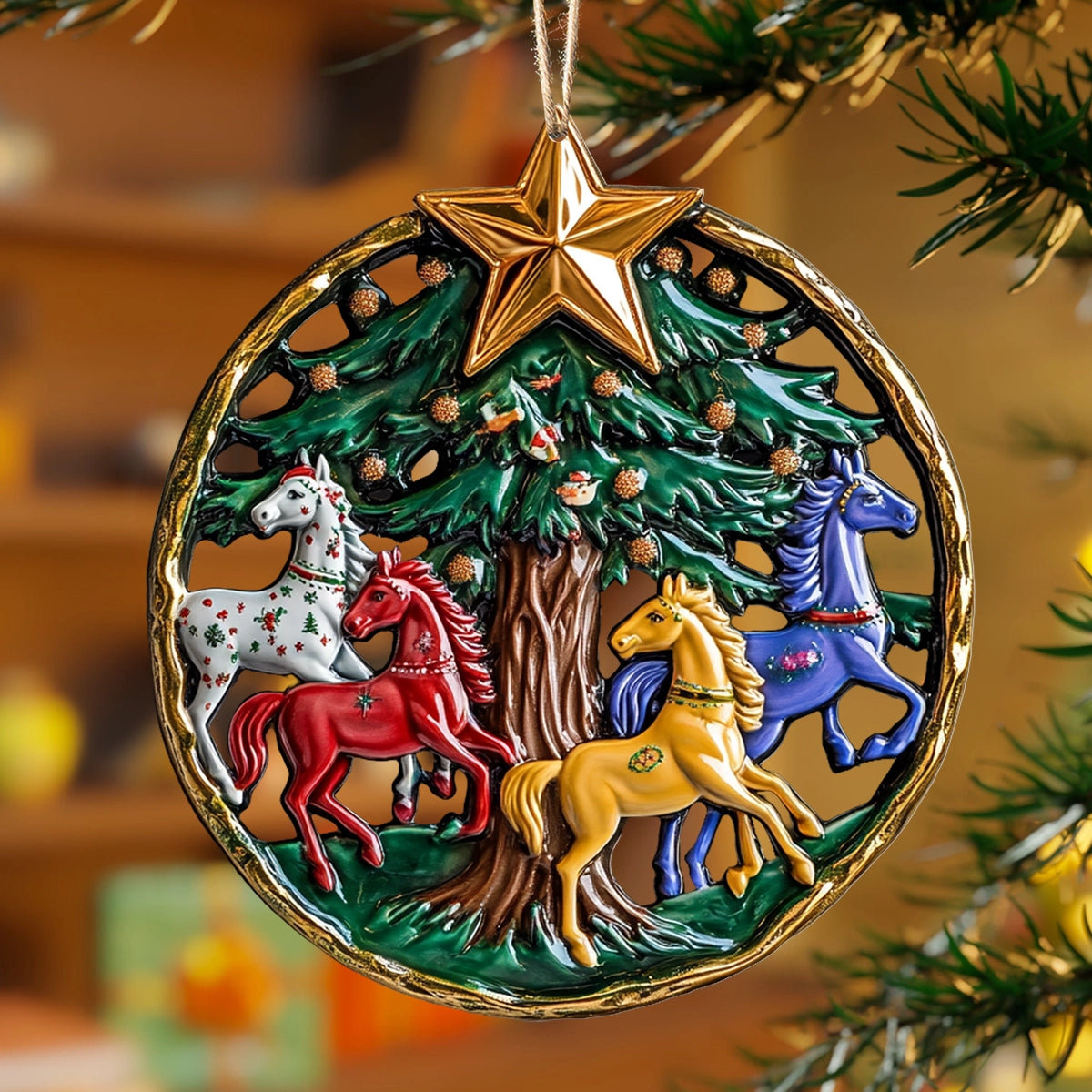 Acrylic Ornament Holiday Carousel Horse Stylish Holiday Ornament Design