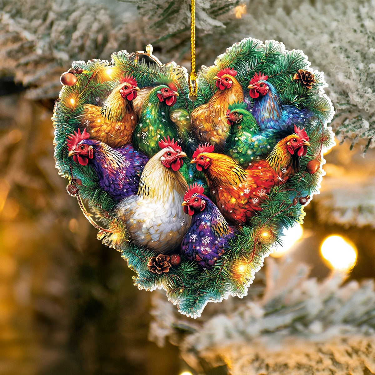 Acrylic Ornament Holiday Hen House Heart Beautiful Ornament For Family