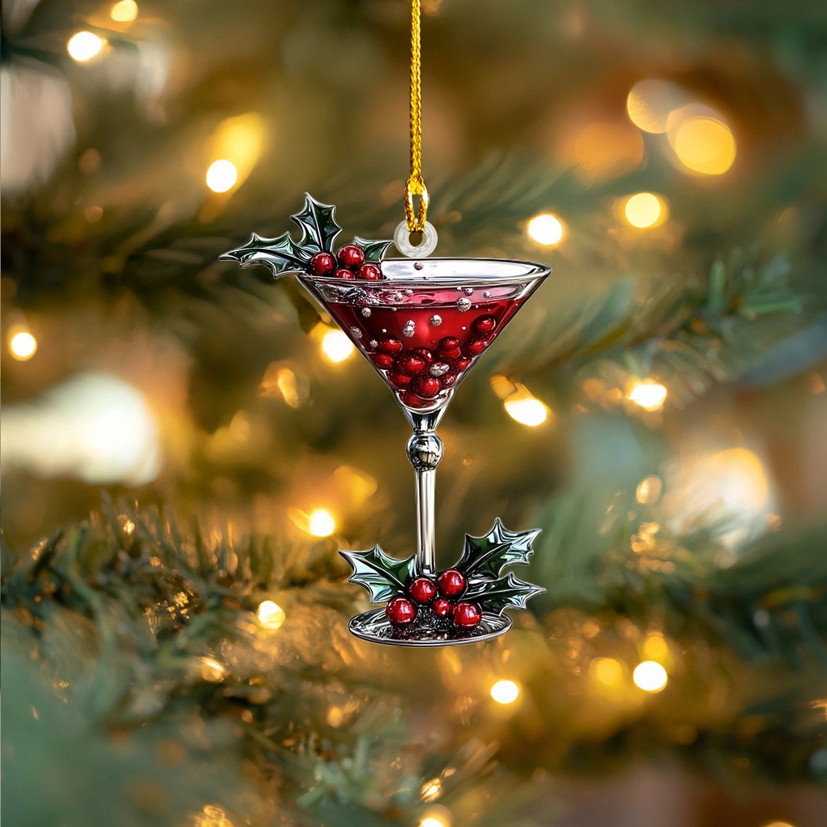 Acrylic Ornament Holly Berry Martini Memorable Family Ornament