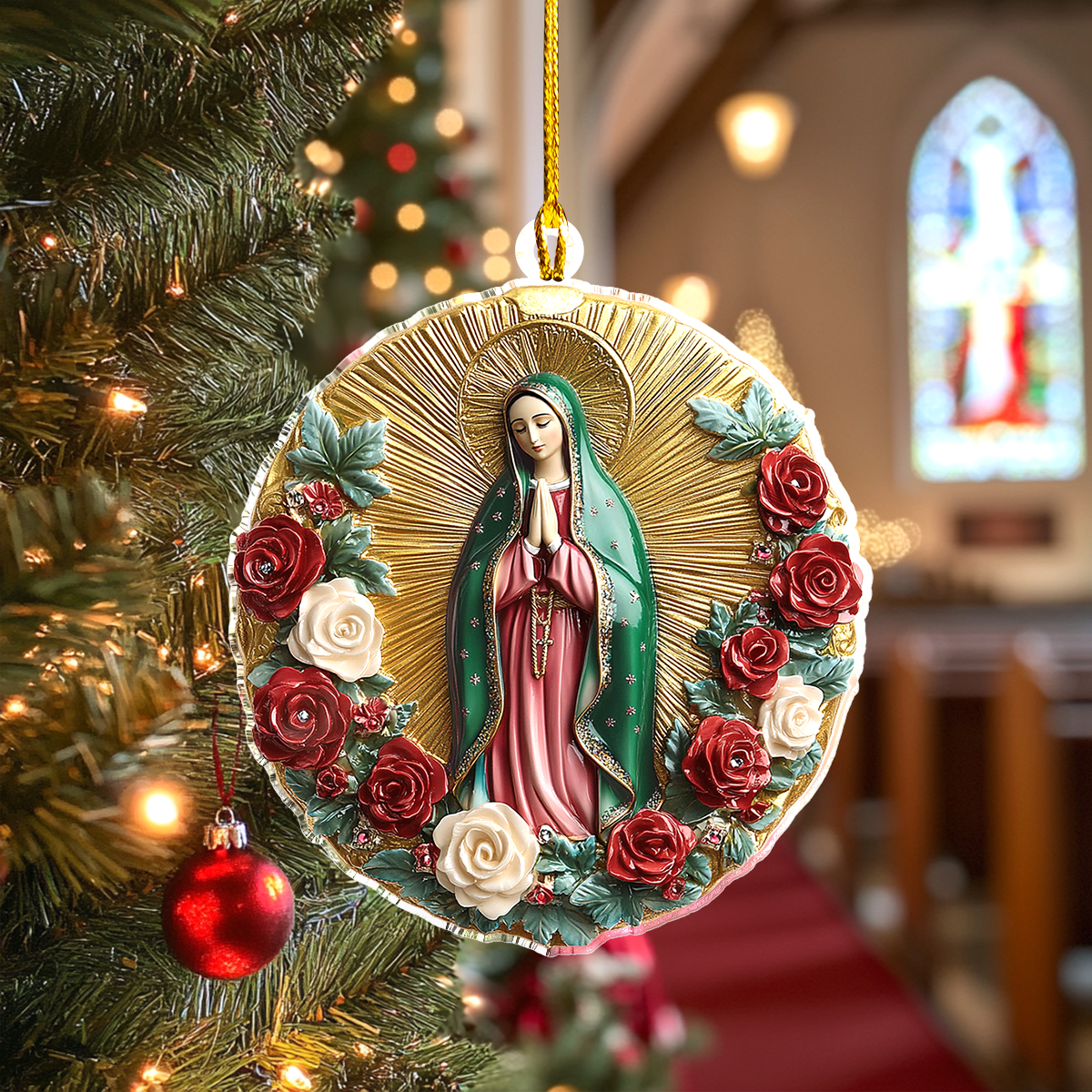 Acrylic Ornament Holy Guadalupe Castilian Rose Stylish Merch Ornament Design