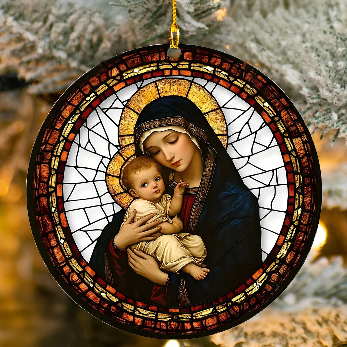 Acrylic Ornament Holy Light Of Mary And Baby Jesus Cute Custom Christmas Ornament