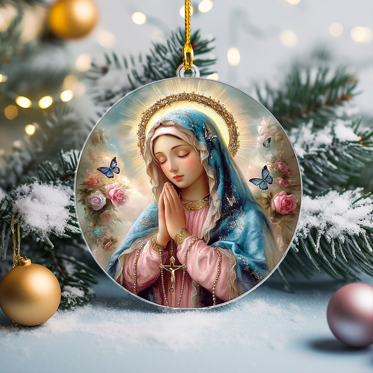 Acrylic Ornament Holy Rosary Special Holiday Tree Decor