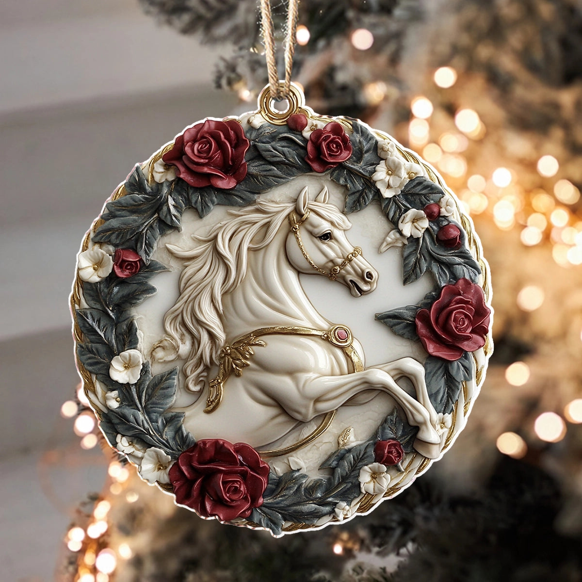 Acrylic Ornament Horse Noble Rose Stallion Magical Christmas Spirit Ornament