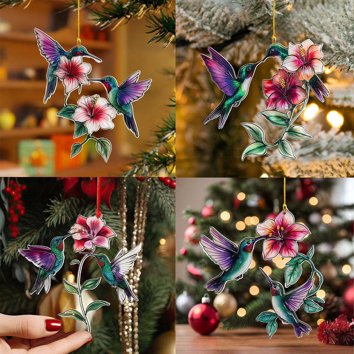 Acrylic Ornament Humming Blossom Lovely Holiday Ornament Gift