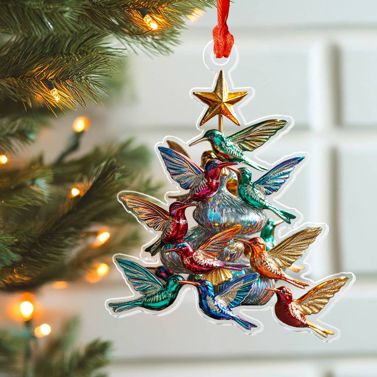 Acrylic Ornament Hummingbird Christmas Tree Perfect Merch Gift Idea
