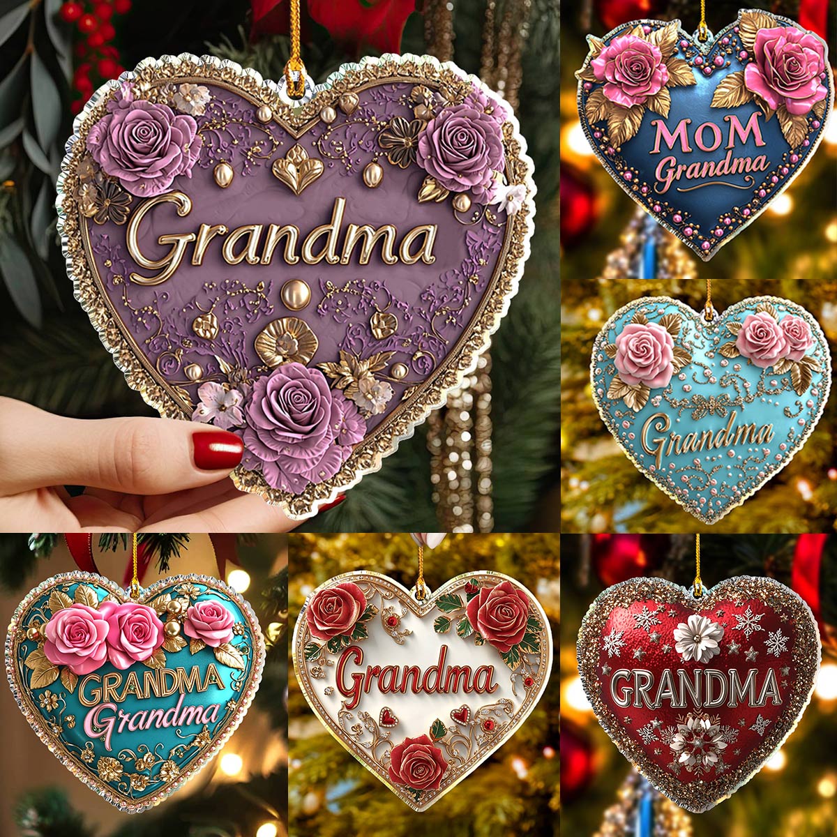 Acrylic Ornament I Love Grandma 6 Styles Holiday Merch Collection