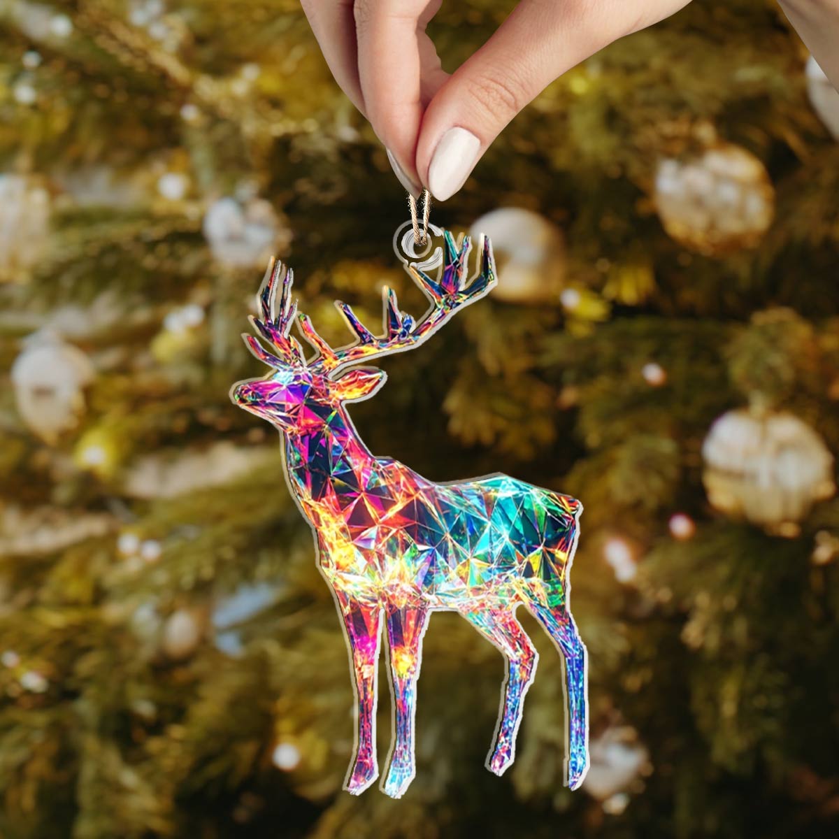 Acrylic Ornament Iridescent Deer Joyful Tree Ornament Collection