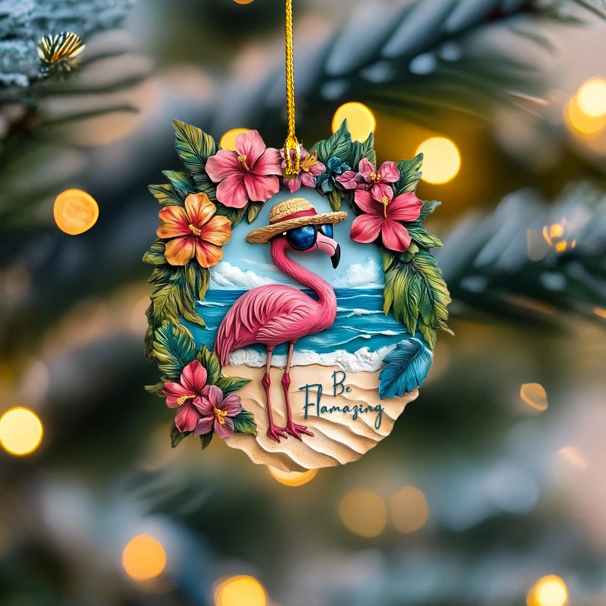 Acrylic Ornament Island Vibes Flamingo Charming Holiday Home Decoration