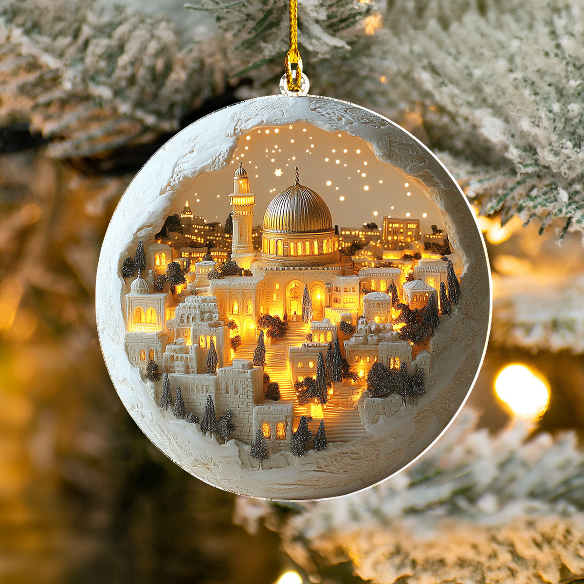 Acrylic Ornament Jerusalems Golden Glow Stylish Merch Ornament Design