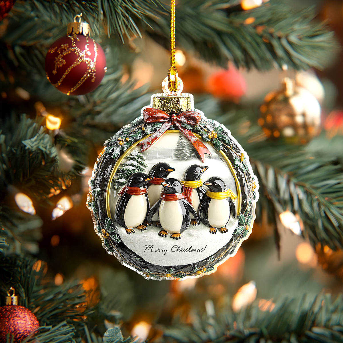 Acrylic Ornament Jolly Penguins Charm Perfect Holiday Tree Decoration