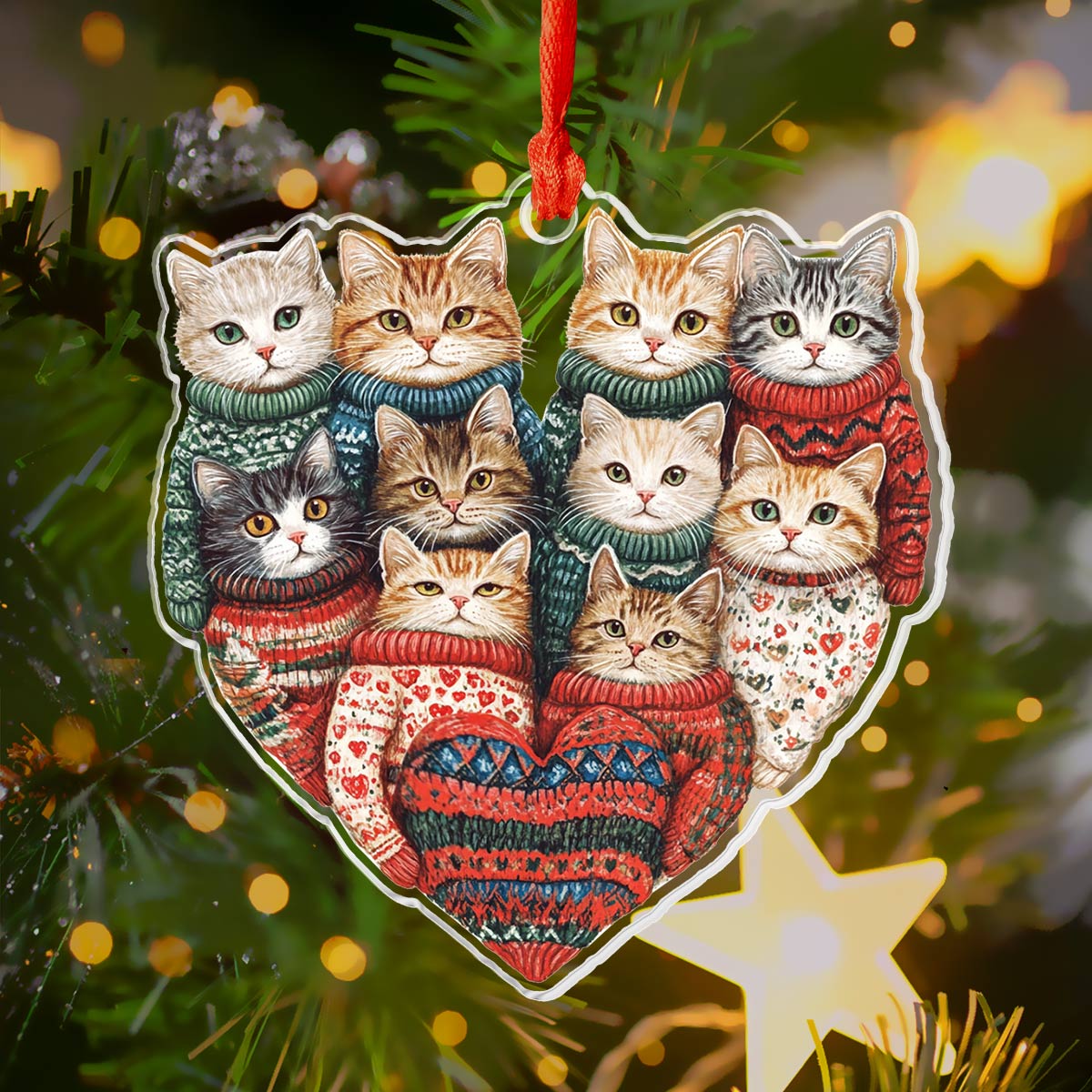 Acrylic Ornament Kitten Kisses Special Holiday Tree Decor