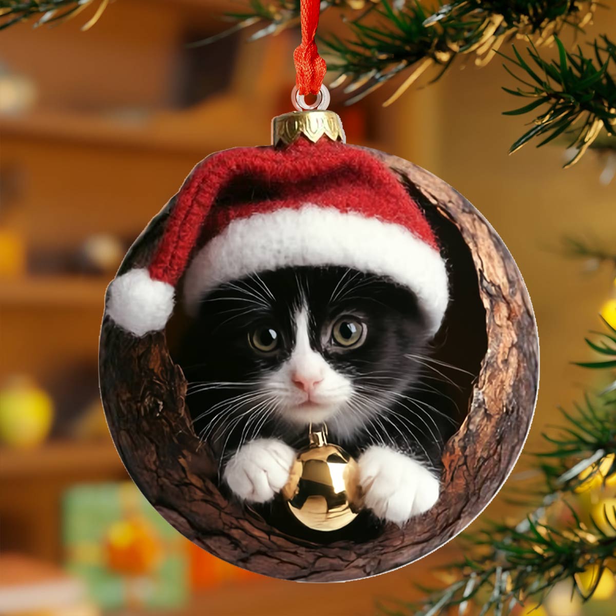 Acrylic Ornament Kitty Christmas Charming Holiday Home Decoration