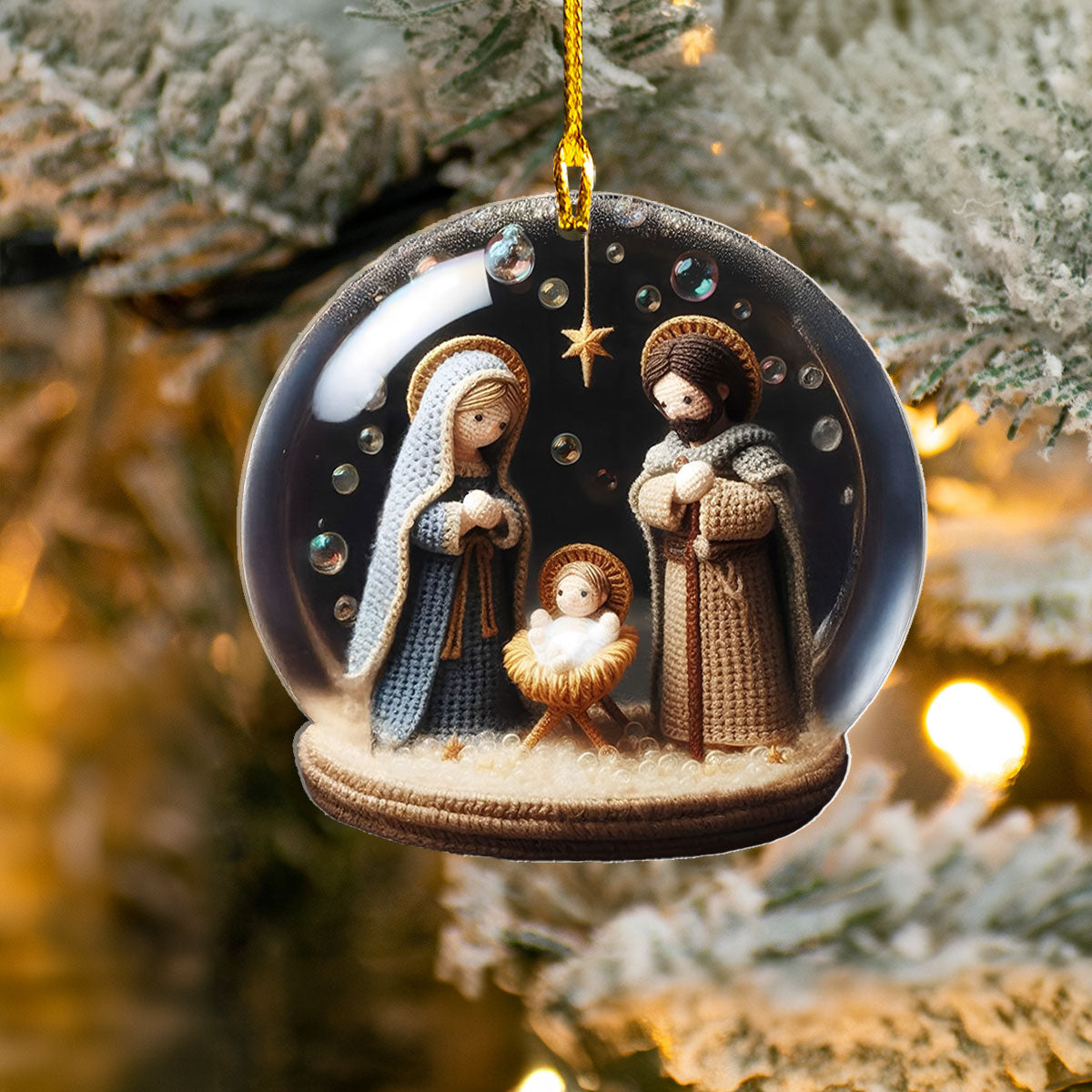 Acrylic Ornament Knitted Holy Family Joyful Tree Ornament Collection
