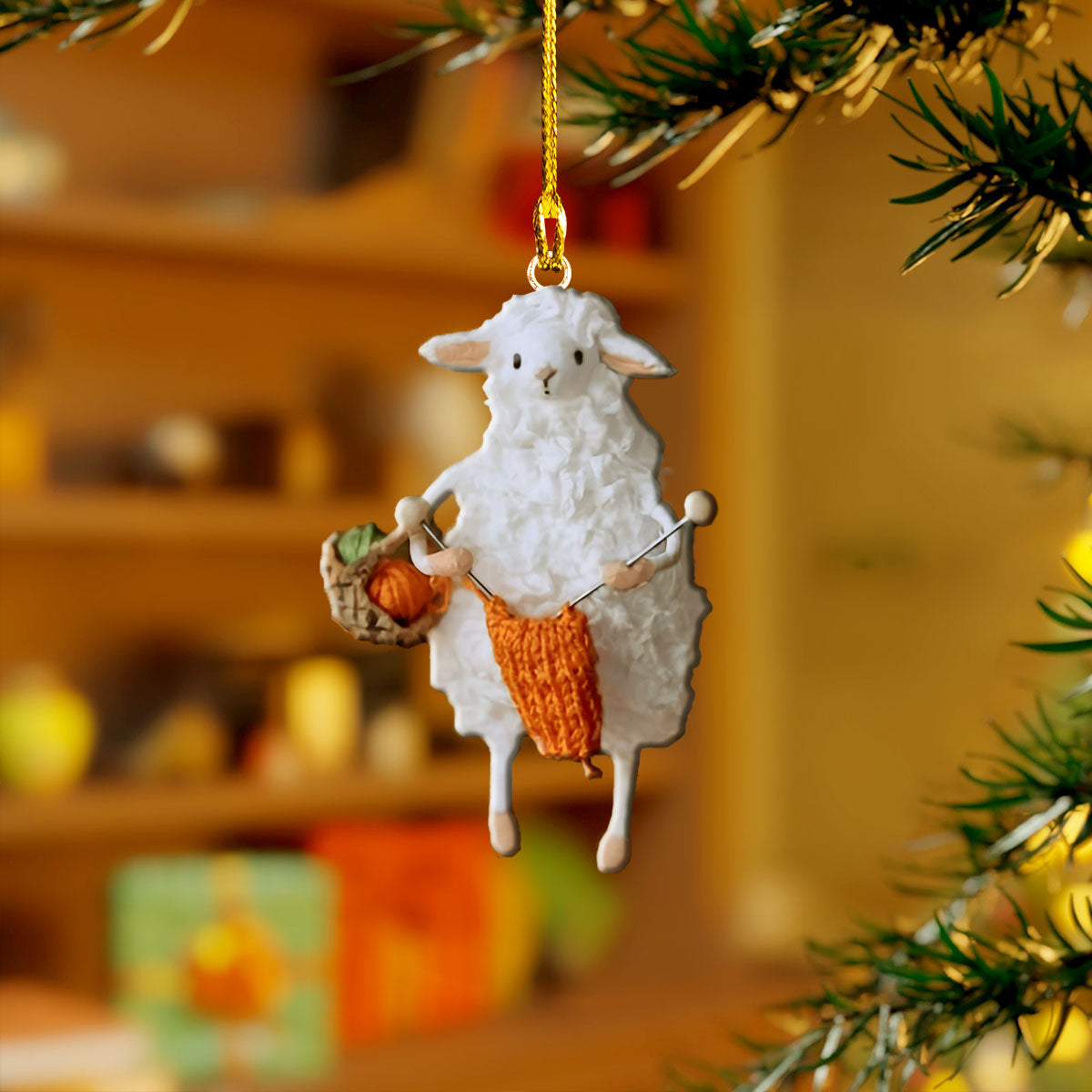 Acrylic Ornament Knitting Sheep Heartwarming Holiday Decoration