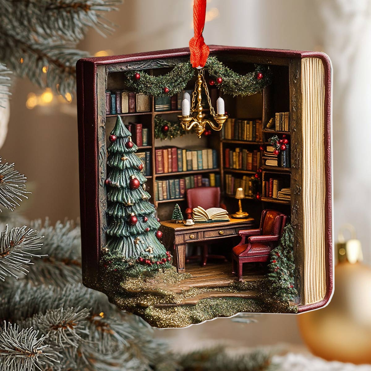 Acrylic Ornament Library Magic Warm Winter Home Ornament