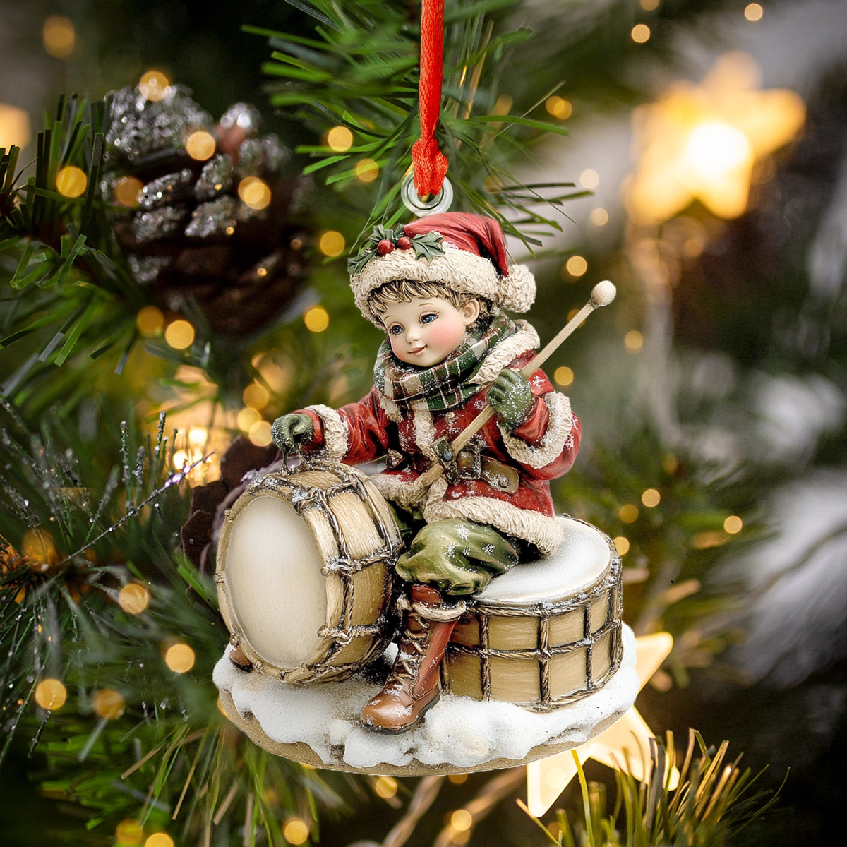 Acrylic Ornament Little Drummer Joy Cozy Christmas Tree Decoration