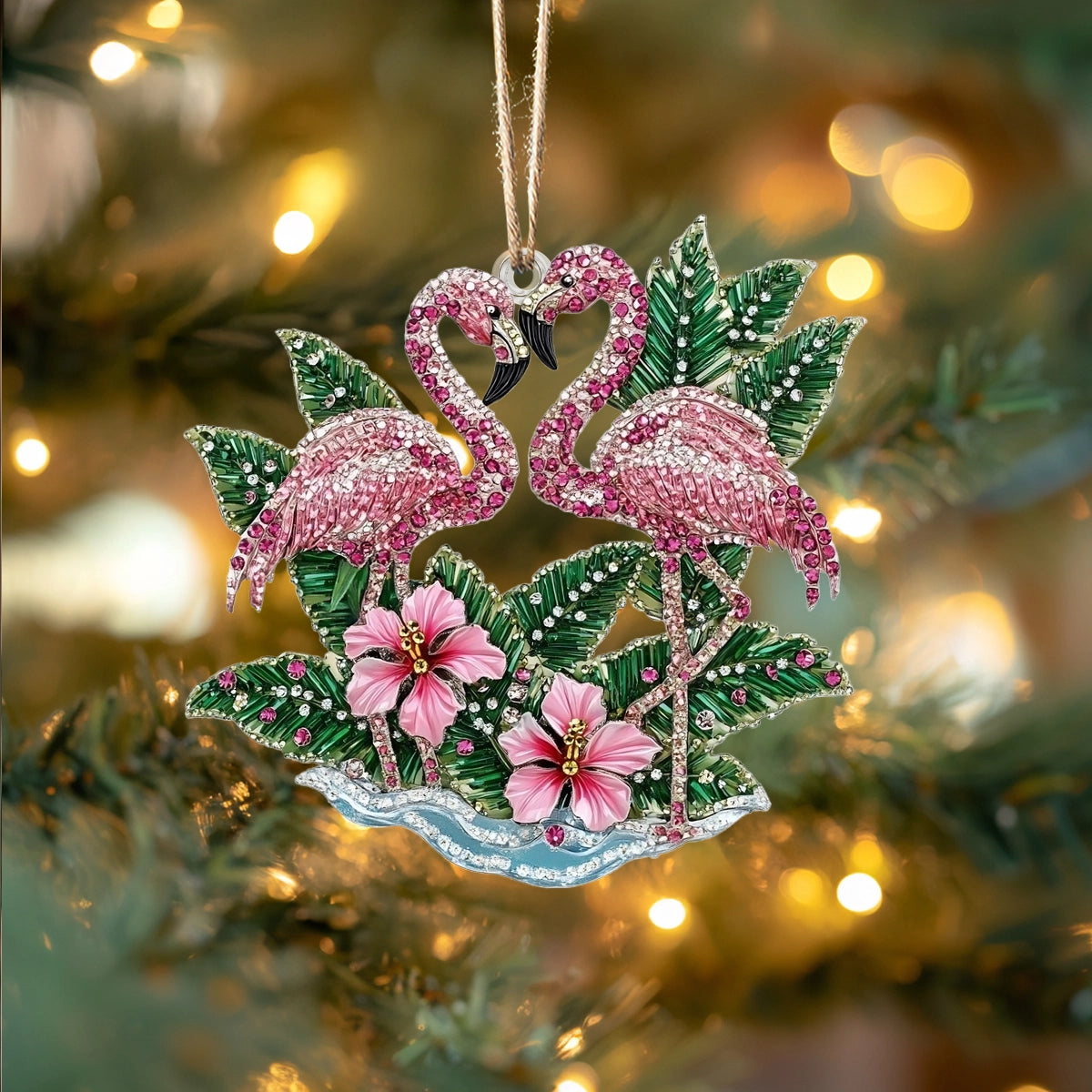 Acrylic Ornament Love In Paradise Flamingo Beautiful Ornament For Family