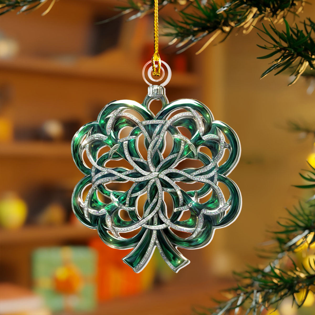 Acrylic Ornament Lucky Clover Blossom Cool Merch Gift For Friends Holiday Merch Collection