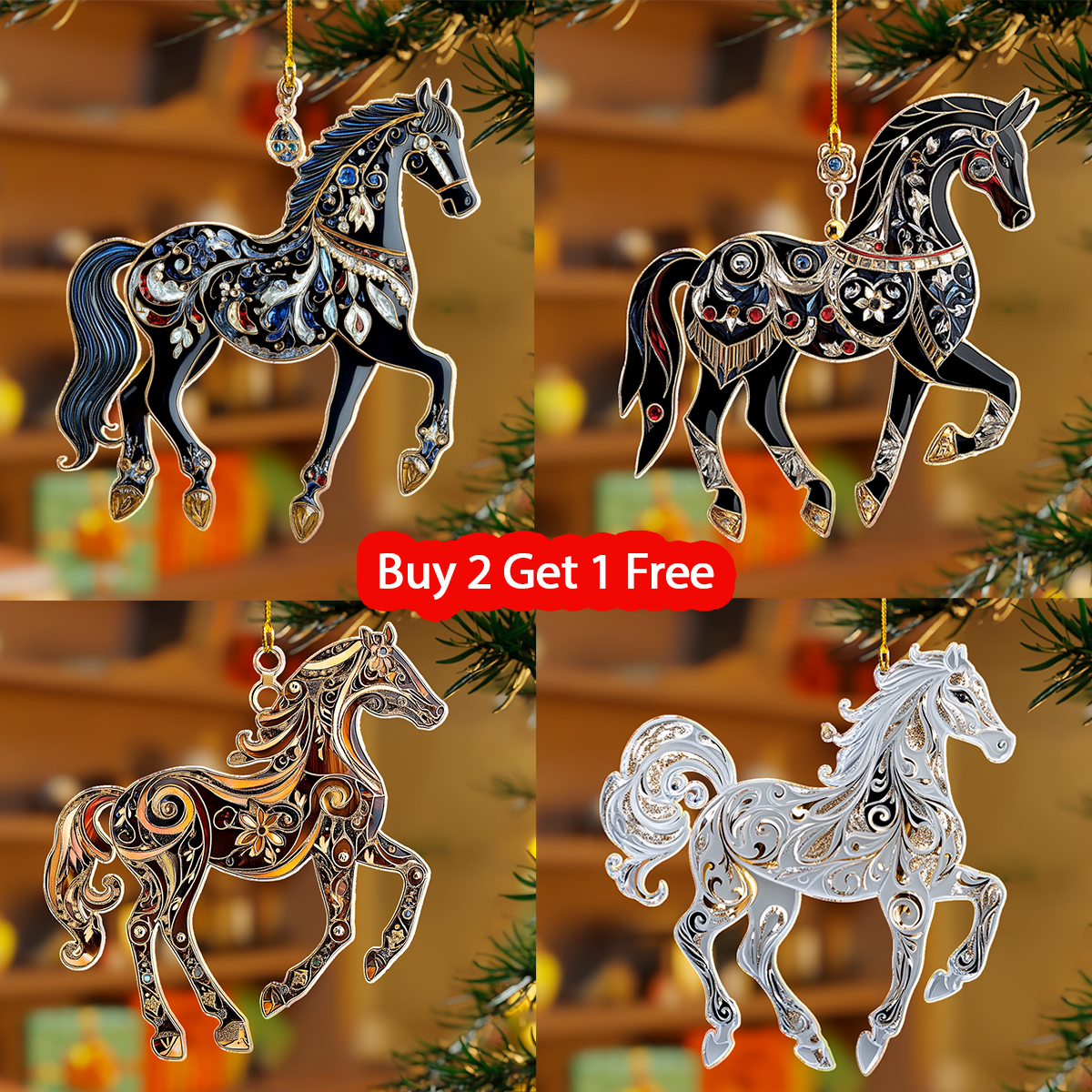 Acrylic Ornament Luminous Folk Horses Lovely Holiday Ornament Gift