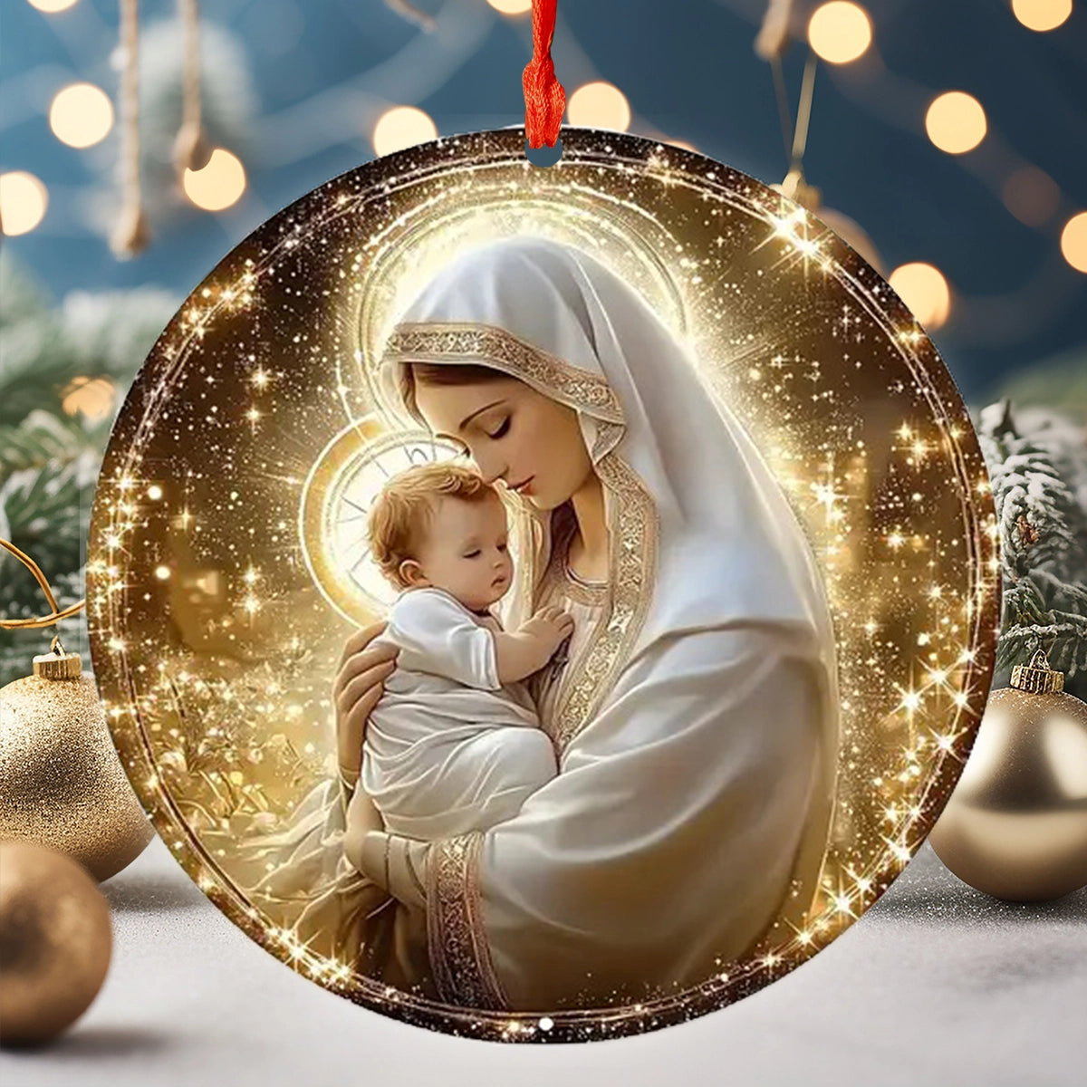 Acrylic Ornament Luminous Motherly Grace Christmas Ornament for Merch Lovers