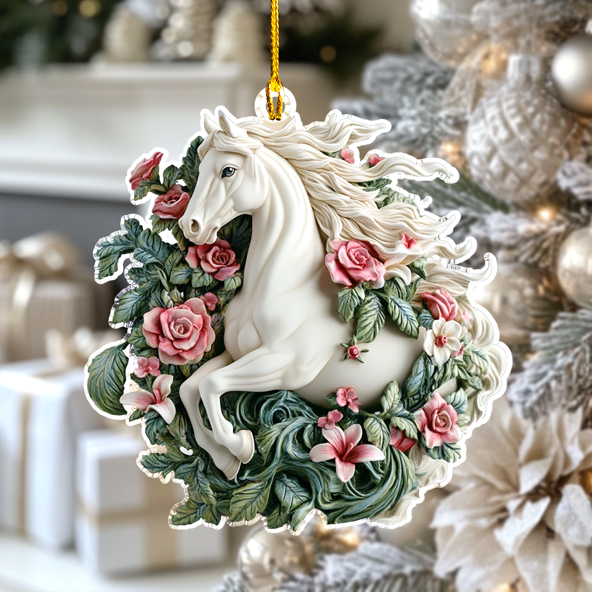Acrylic Ornament Majestic Blooms Horse Thoughtful Ornament For Dad