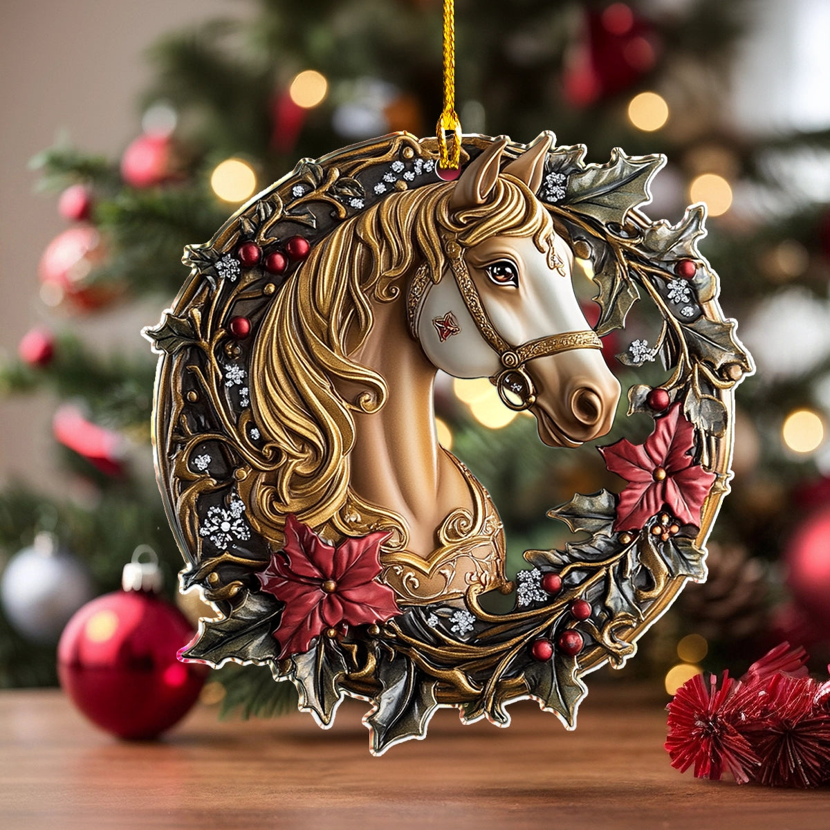 Acrylic Ornament Majestic Holiday Steed Must-Have Holiday Tree Ornament