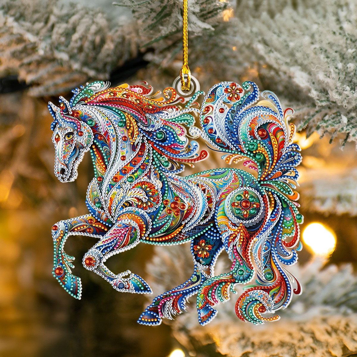 Acrylic Ornament Majestic Spirit Horse Cozy Christmas Tree Decoration