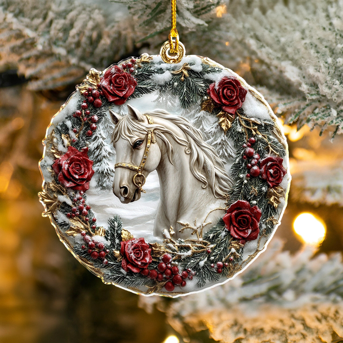 Acrylic Ornament Majestic Winter Horse Unique Merch Ornament Gift