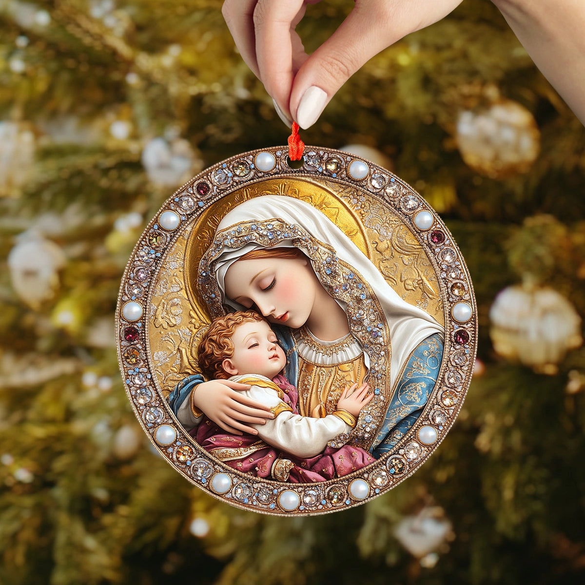 Acrylic Ornament Maria Maternal Grace Warm Winter Home Ornament