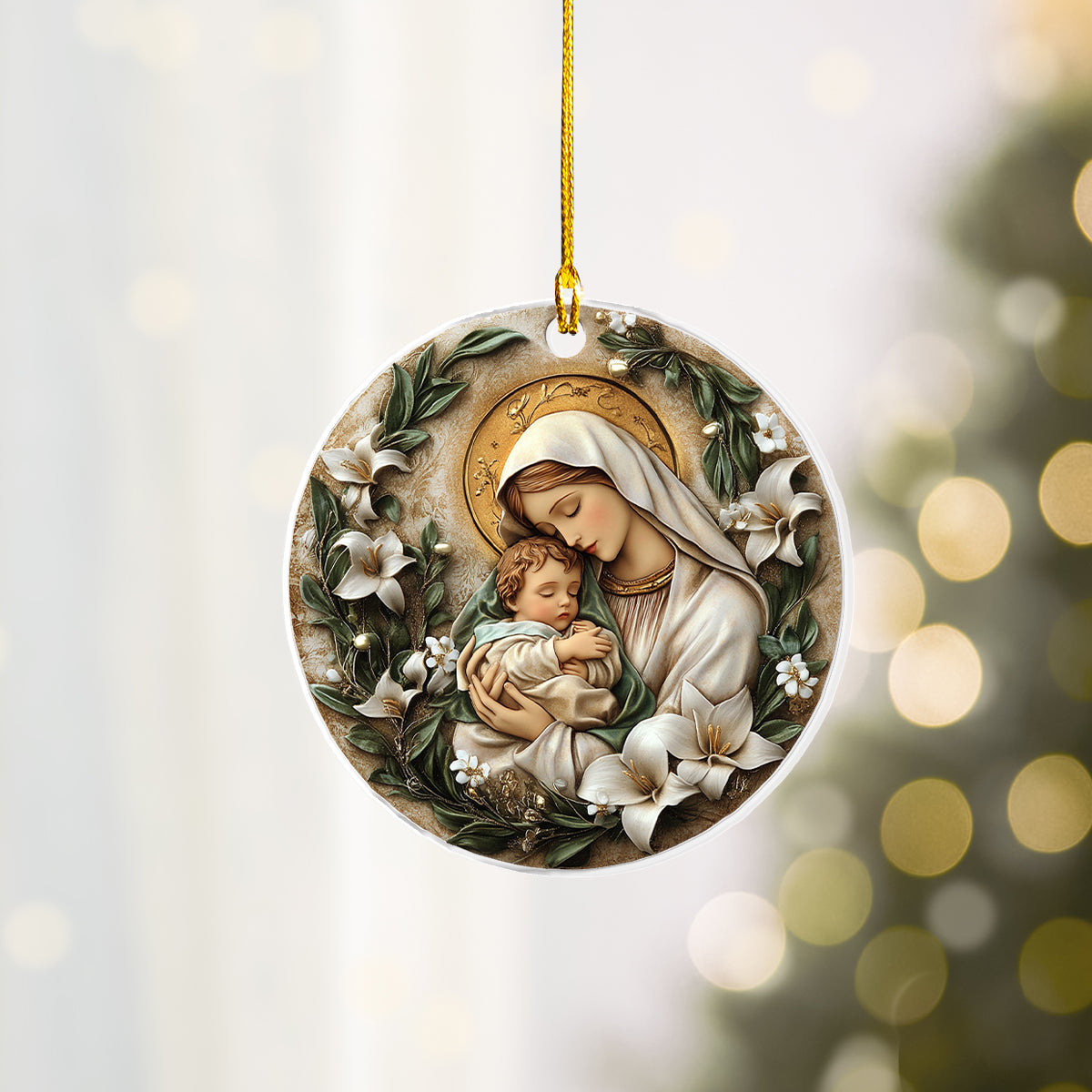 Acrylic Ornament Mary And Baby Jesus Christmas Ornament for Merch Lovers