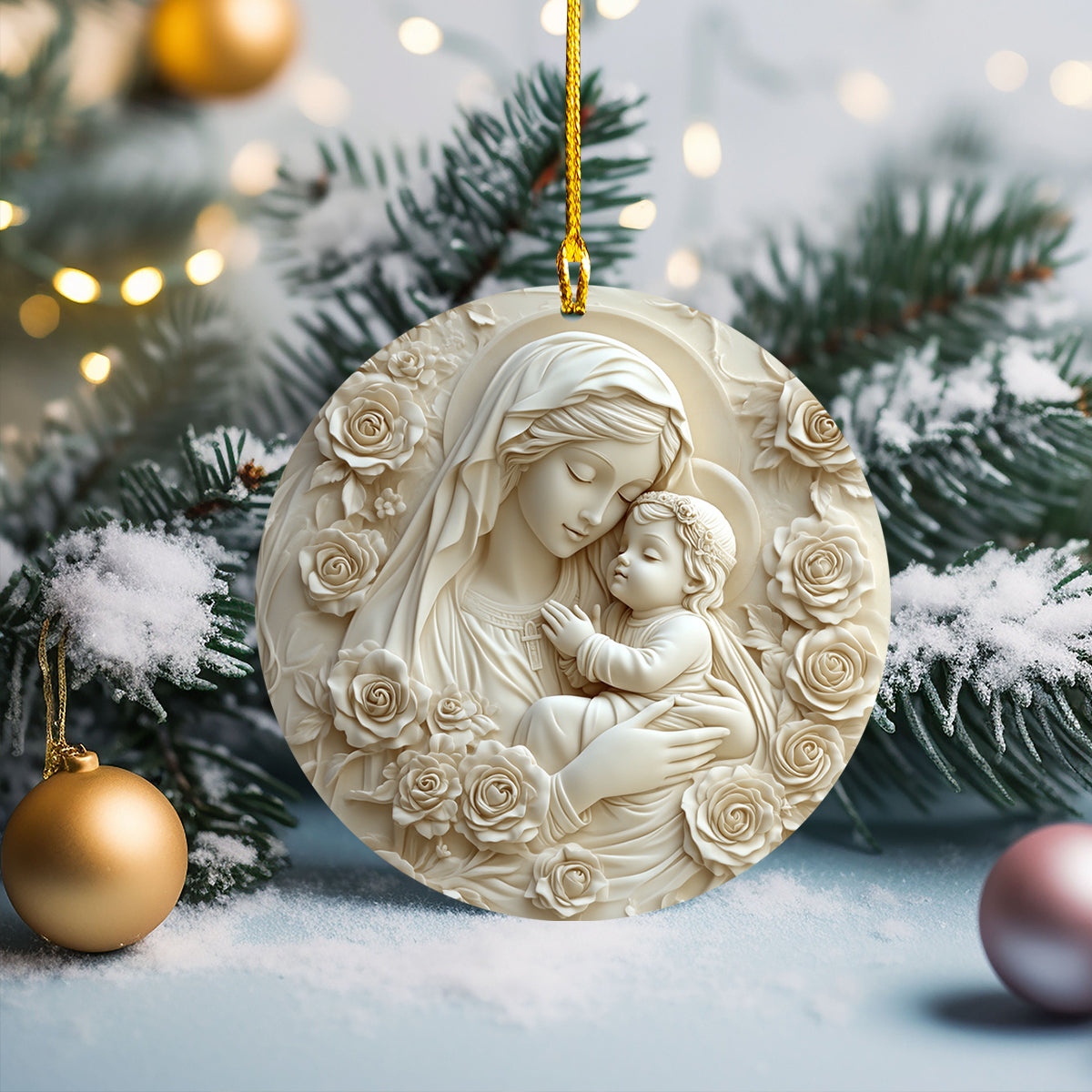 Acrylic Ornament Mary And Baby Jesus Christmas Unique Keepsake Ornament Gift