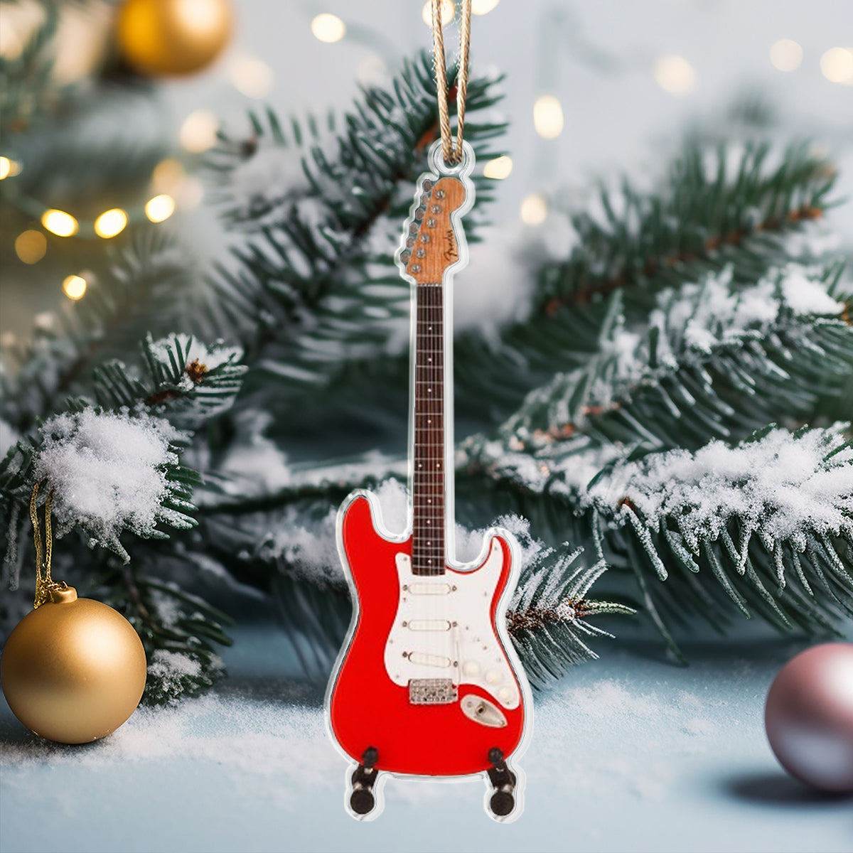 Acrylic Ornament Melodic Tidings Guitar Heartwarming Holiday Decoration