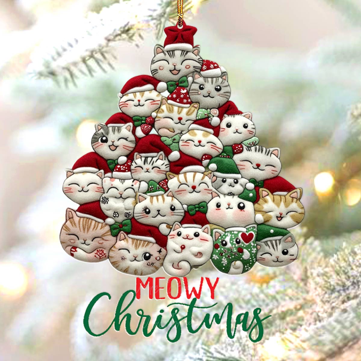 Acrylic Ornament Meowy Christmas.1 Memorable Merch Gift Idea Cozy Christmas Tree Decoration