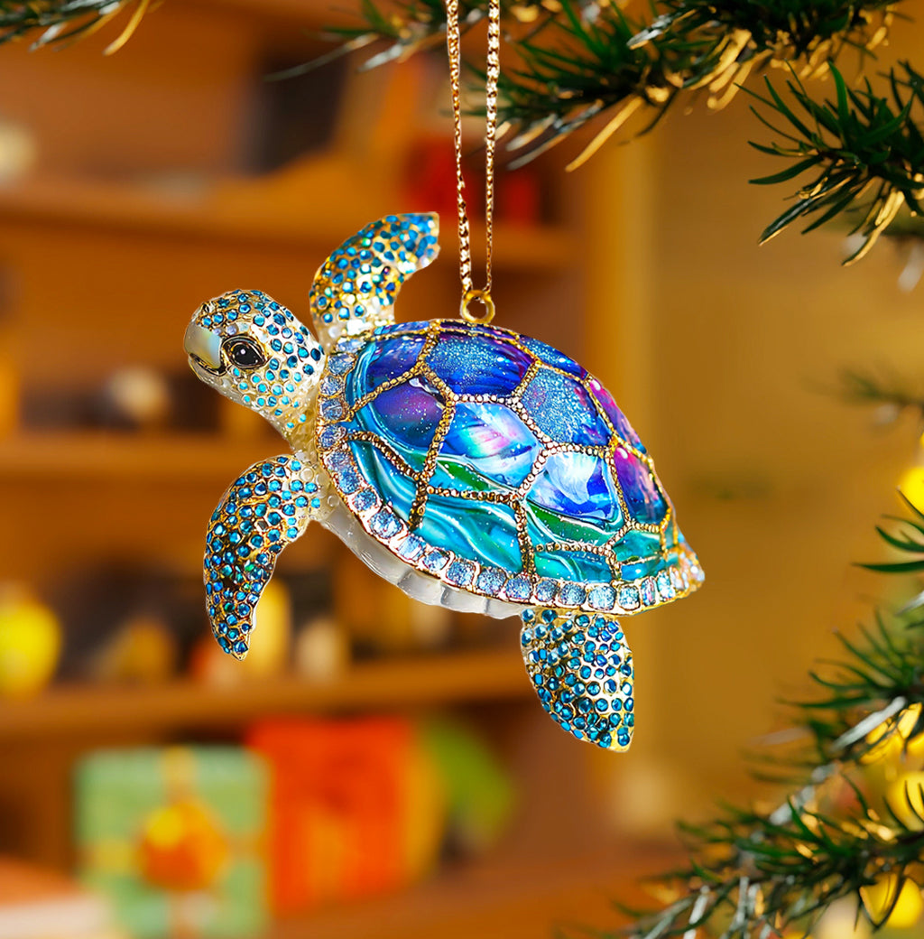 Acrylic Ornament Midnight Sea Turtle Magical Christmas Spirit Ornament