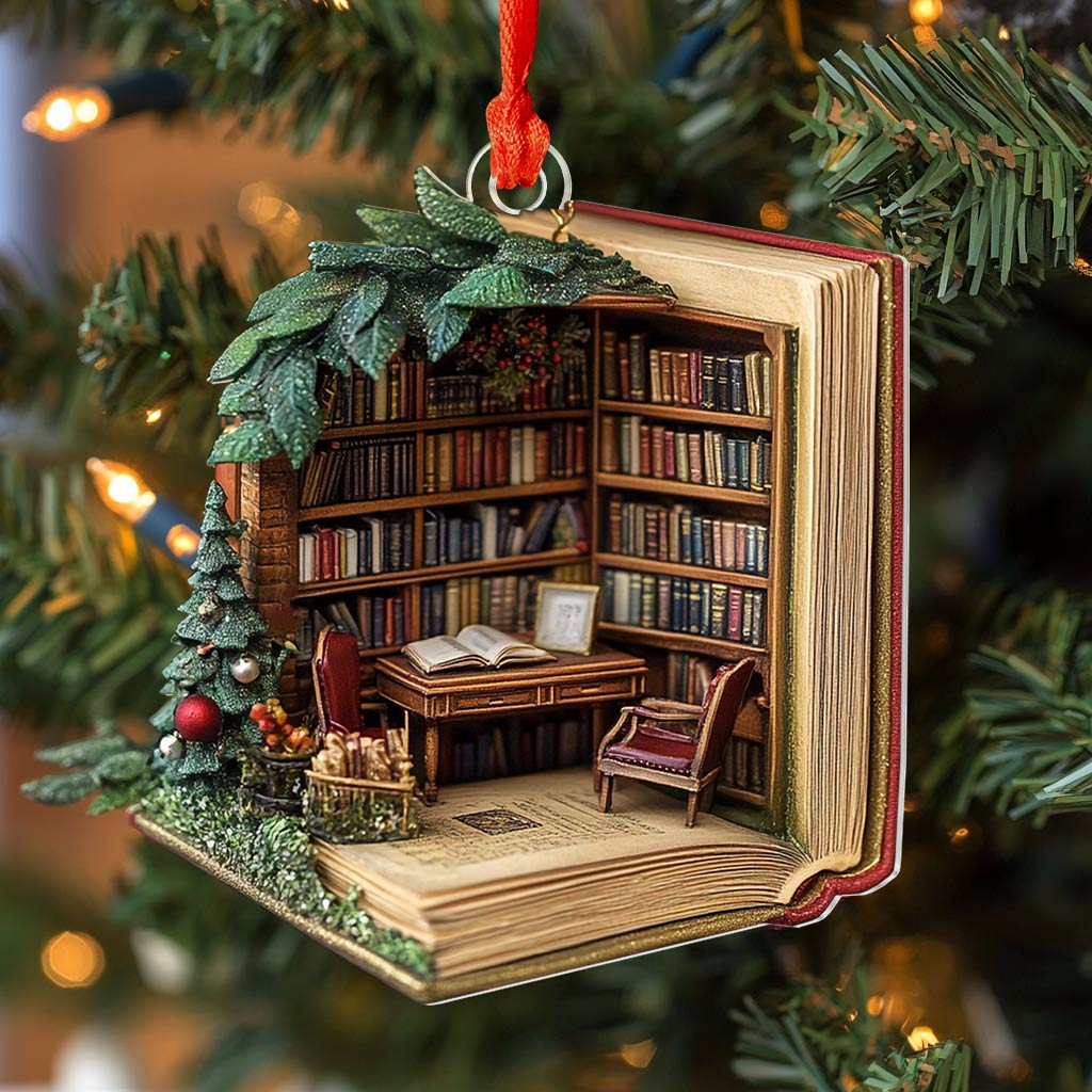 Acrylic Ornament Miniature Library Beautiful Christmas Ornament