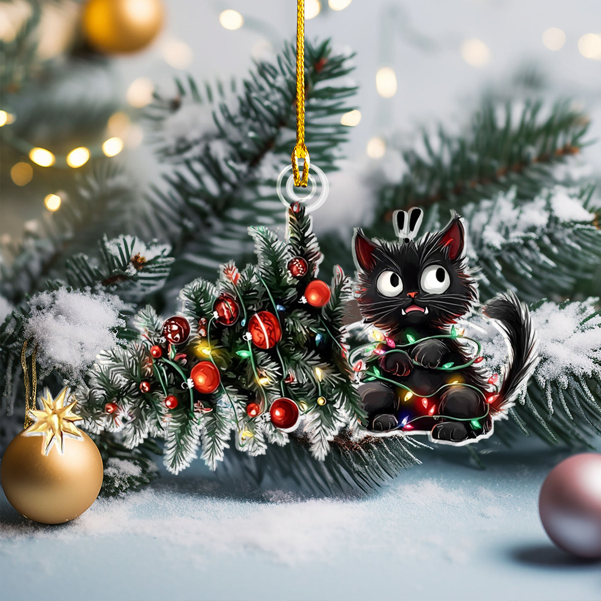 Acrylic Ornament Mischievous Cat Christmas Lovely Ornament Gift For Him